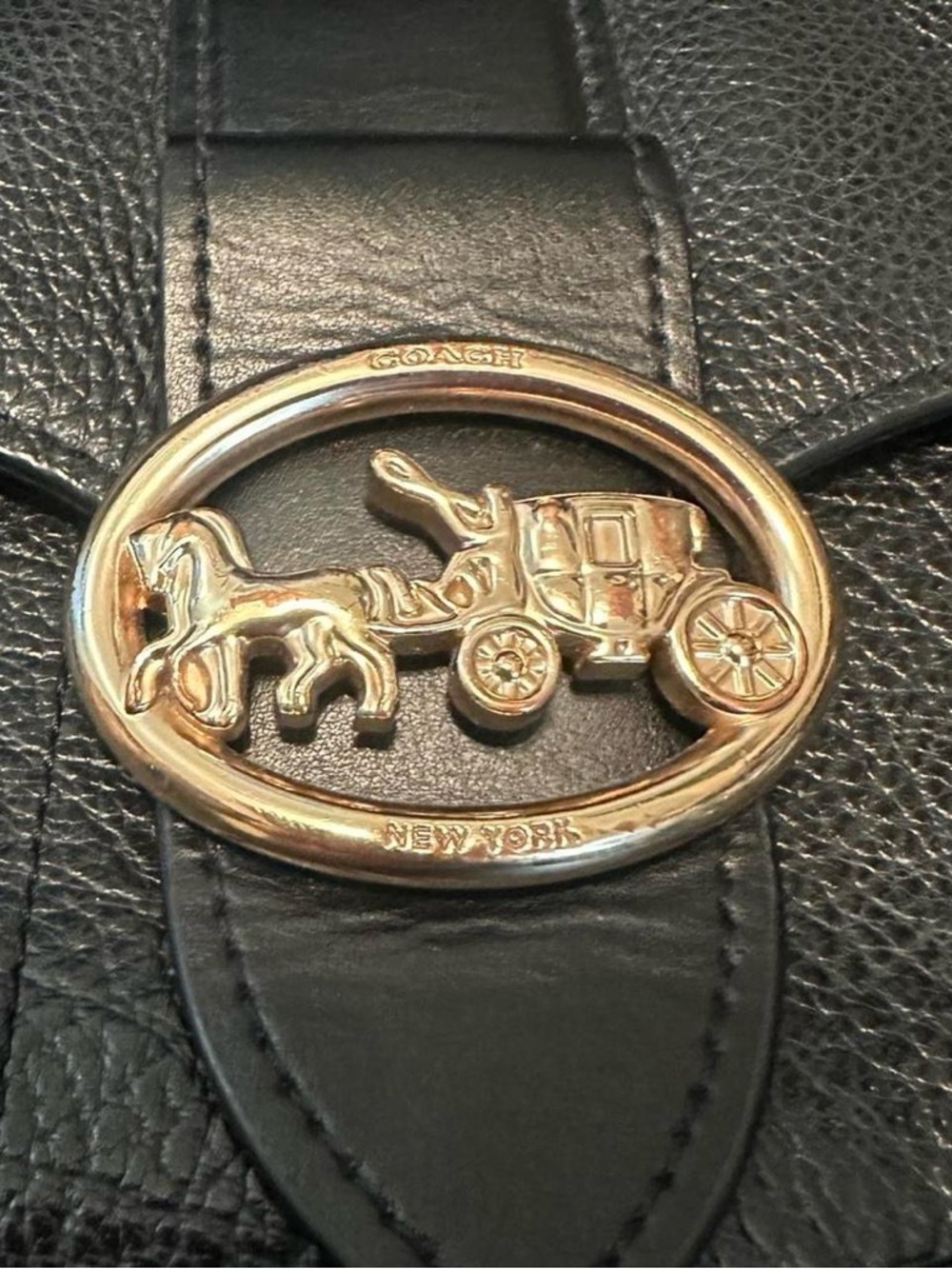 Coach Georgiana, black, pebble leather and gold hardware No: B2122-5493 - Picture 9 of 13